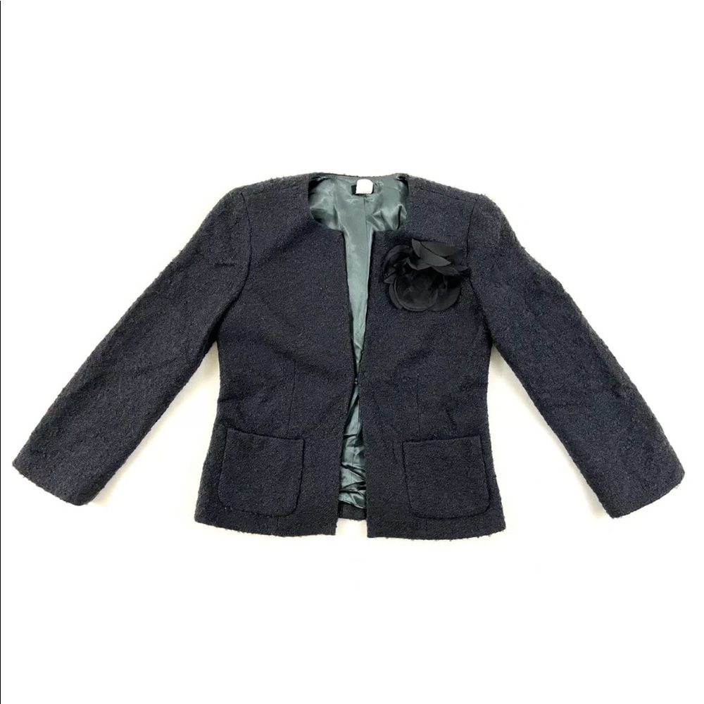 J. Crew Black Astrid Boucle Flower Floral Tweed
